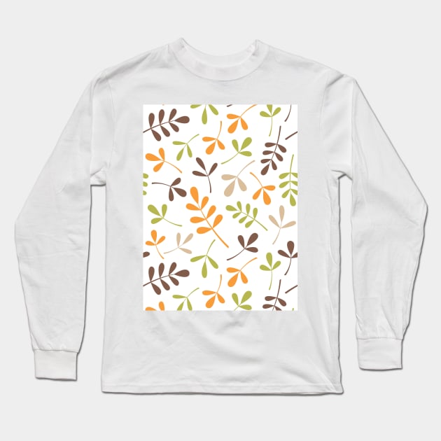 Assorted Leaf Silhouettes Retro Colors Long Sleeve T-Shirt by NataliePaskell